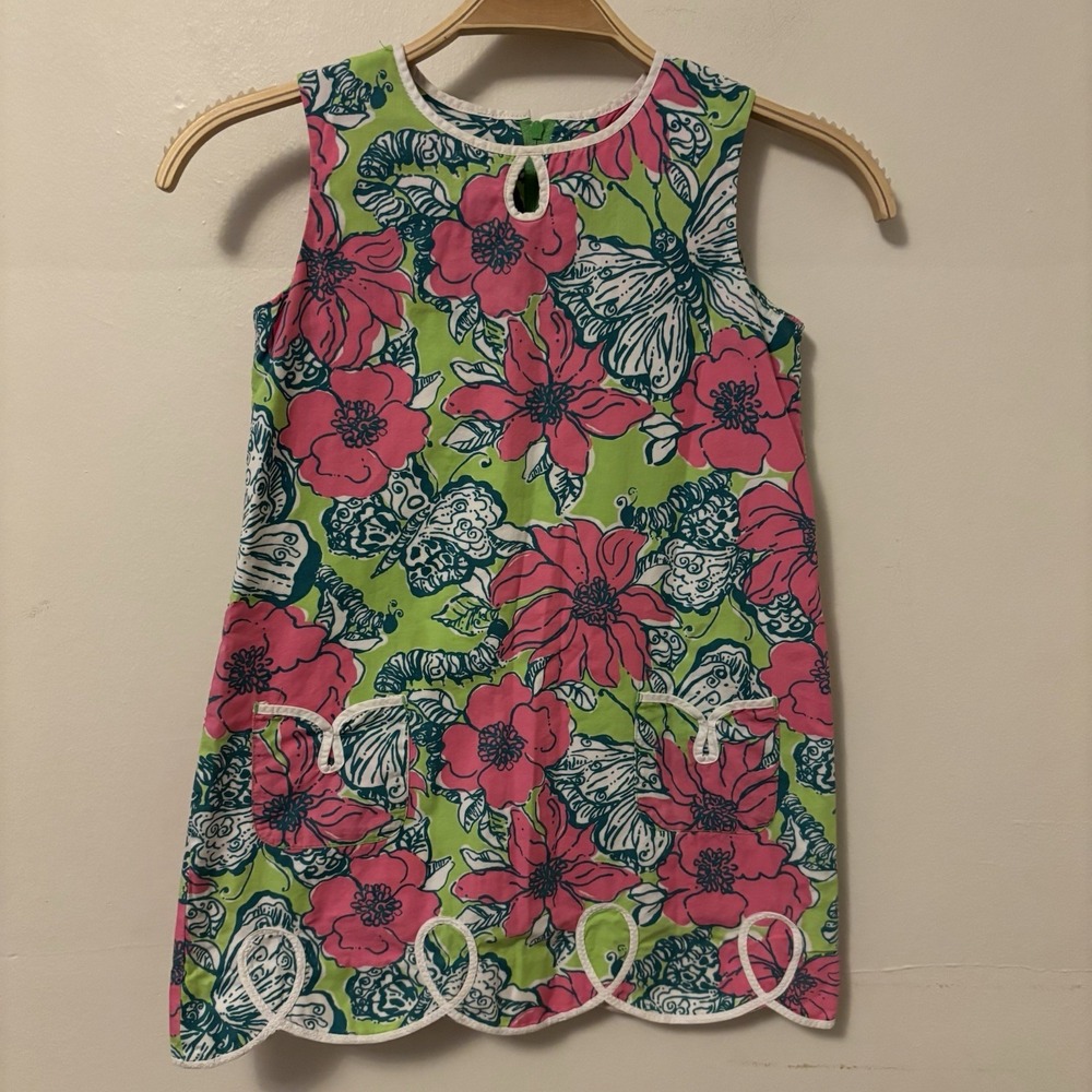 Lilly Pulitzer GirlsLittle Loopy Blooming Dress Floral Preppy 6 100% Cotton DESC